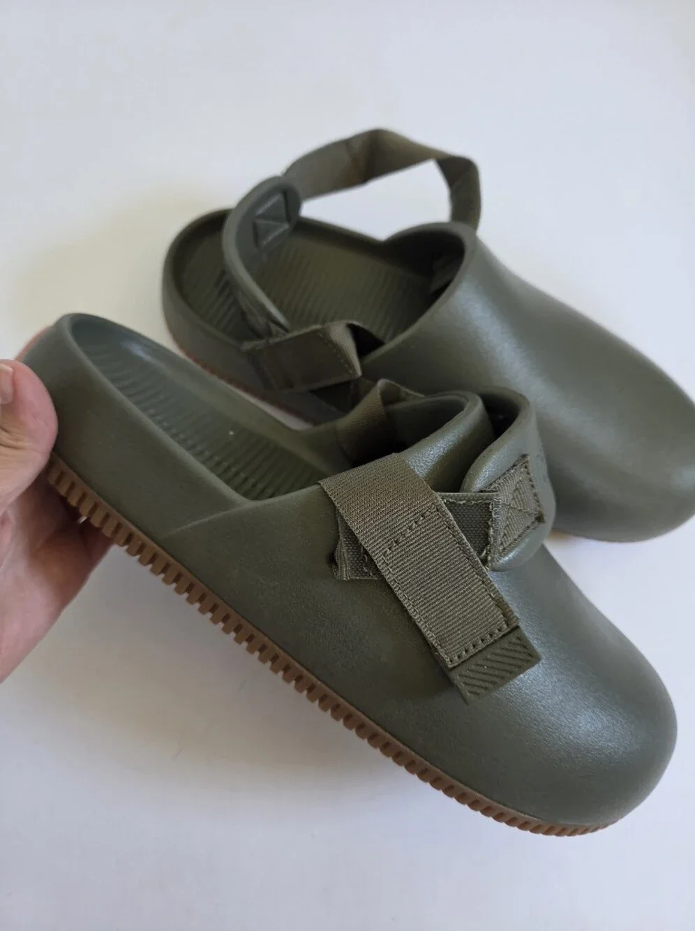 Nike Calm Mule Slide olive green removable strap Mens 9 Womens 10
